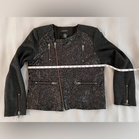 MM Couture By Miss Me Black Tuxedo Blazer, Size Large sequin Wool  Women’s - Picture 4 of 9